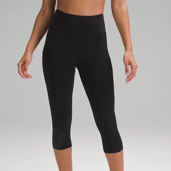 Lululemon Athletica Leggings Black Size 6 Run Zip Pocket Back Capri (2 items ) - Picture 1 of 9